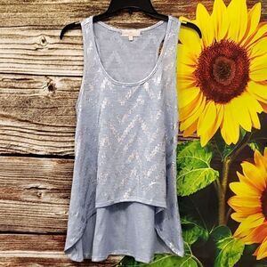 Almost famous pigeon blue silver zig zag top